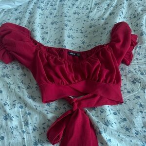 SHEIN Scarlet Off-Shoulder Top with Tie